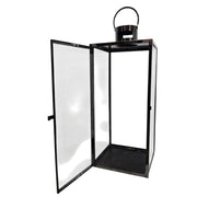 Stately Black Metal Architectural Hurricane Candle Lantern