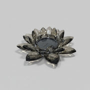 Faceted Smoked Brown Glass Lotus Flower Tealight Candle Holder