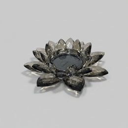 Faceted Smoked Brown Glass Lotus Flower Tealight Candle Holder