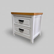 Country Charm Two Tone Wood 2 Drawer Bedside Table