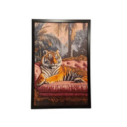 Tiger on Pink Velvet Sofa Print