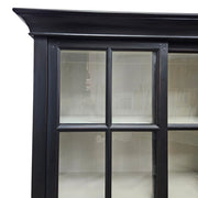 Ethan Allen Midnight Black Glass-Front Library Cabinet