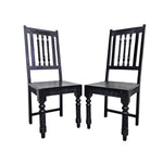 Stately Indian Style Carved Black Wood Dining Chair