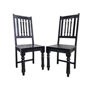 Stately Indian Style Carved Black Wood Dining Chair
