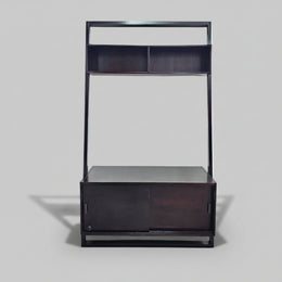 Architectural Charcoal Black Wooden Ladder TV Stand and Bookshelf
