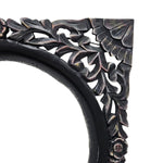 Stately Hand-Carved Dark Grey Solid Wood Square Mirror Frame