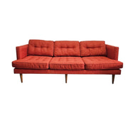 Mid-Century West Elm Peggy Red Fabric Sofa