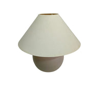 Minimalist Cream White Spherical Ceramic Table Lamp with Tapered Shade
