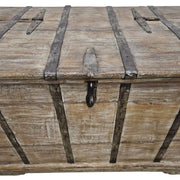 Rustic Reclaimed Wood Storage Trunk with Iron Detailing