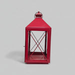 Vibrant Crimson Red Metal Farmhouse Style Candle Lantern