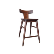 Handcrafted Solid Wood Stool with Sculpted Back