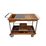 Mid-Century Modern Rolling Bar Cart with Slate Inlay