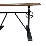 Industrial Crank Adjustable Height Dark Wood Writing Desk