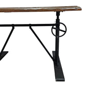 Industrial Crank Adjustable Height Dark Wood Writing Desk
