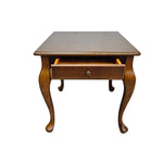 Classic Queen Anne Style Mahogany Tone Single Drawer Side Table