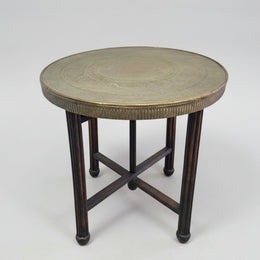 20th Century Ornate Brass Side Table with Fluted Pedestal Legs