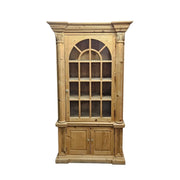Stately Neoclassical Arched Pine Display Cabinet