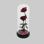 Enchanting Crimson Faux Rose Glass Bell Jar Cloche Ornament