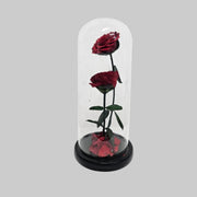 Enchanting Crimson Faux Rose Glass Bell Jar Cloche Ornament