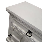Rustic Farmhouse White Wooden Bedside Nightstand Cabinet