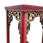 Antique Red Lacquer Horseshoe Armchairs and Tea Table Set