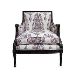 Classic French Bergère Armchair in Vibrant Paisley