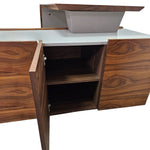 Al Huzaifa Arthur Modern Style Walnut Executive Desk with Grey Leather Top
