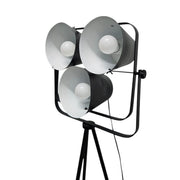 Industrial Style Matte Black Triple Shade Studio Tripod Floor Lamp