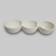 Modern White Ceramic Three-Section Snack Serving Dish