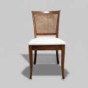 Colonial Style Teak and Woven Rattan Dining Accent Chair