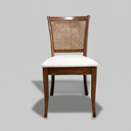 Colonial Style Teak and Woven Rattan Dining Accent Chair