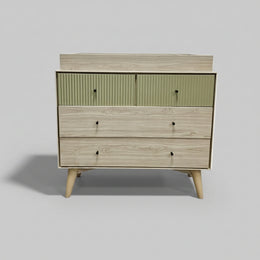 Coxley Mid-Century Style Fluted Green and Ash Nursery Dresser