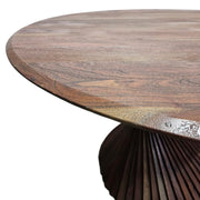 Contemporary Japandi Twisted Slat Acacia Wood Round Dining Table