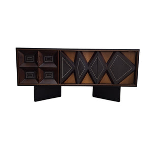 Geometric Inlaid Crate & Barrel Credenza Sideboard