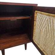 Bohemian Woven Rattan Wood Bedside Table