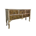 Rustic Bohemian Embossed Brass & Wood Sideboard