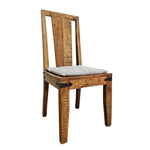 Handcrafted Solid Teak Wood Dining Chair with Iron Brackets