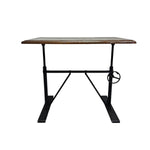 Industrial Crank Adjustable Height Dark Wood Writing Desk
