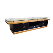 Streamlined Floating Glass Top Oak and Matte Black Media Console