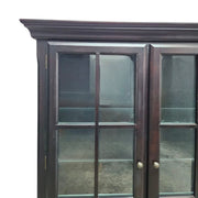 Heritage Style Dark Espresso Glaze Wooden Glass Display Cabinet