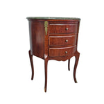 Grand Louis XVI Style Green Marble Top Demilune Commode
