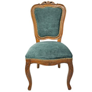 THE One Vintage Style Carved Wood Emerald Green Velvet Dining Chair