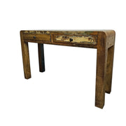 Lucky Furniture Rustic Reclaimed Wood Two-Drawer Console Table