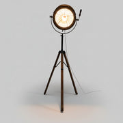 Cinema Spotlight Industrial Style Wood and Metal Tripod Floor Lamp