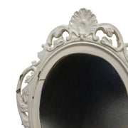 Ornate Oval Wall Mirror with Distressed White Frame