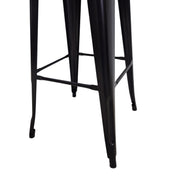 Industrial Style Black Metal Bar Stool with Backrest