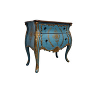 Hand Painted Aquamarine Blue and Gold French Style Bombe Chest