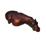 Hand-Carved Solid Wood Hippopotamus Animal Sculpture