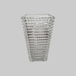 Clear Glass Art Deco Style Ribbed Tapered Square Vase