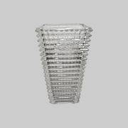 Clear Glass Art Deco Style Ribbed Tapered Square Vase